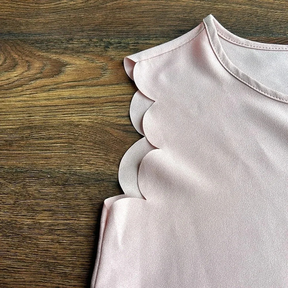 SHEIN Light Pink Shirt with Scalloped Sleeve | Scallop Sleeves | SHEIN | Pink - Picture 4 of 8